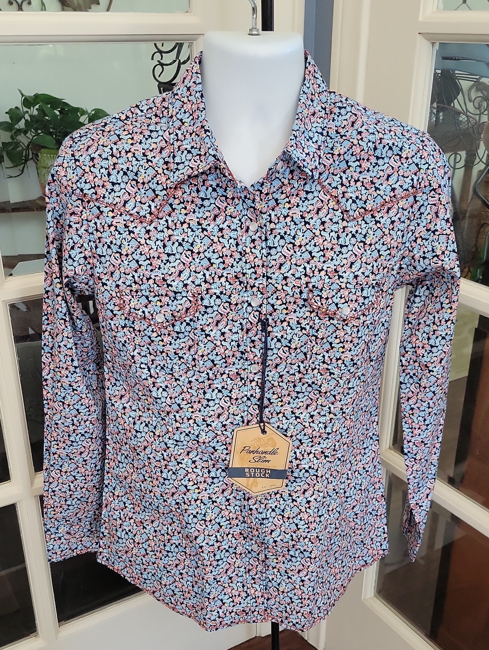 NWT -- PANHANDLE SLIM Floral Long- Sleeve Button-Down Shirt| Size: M